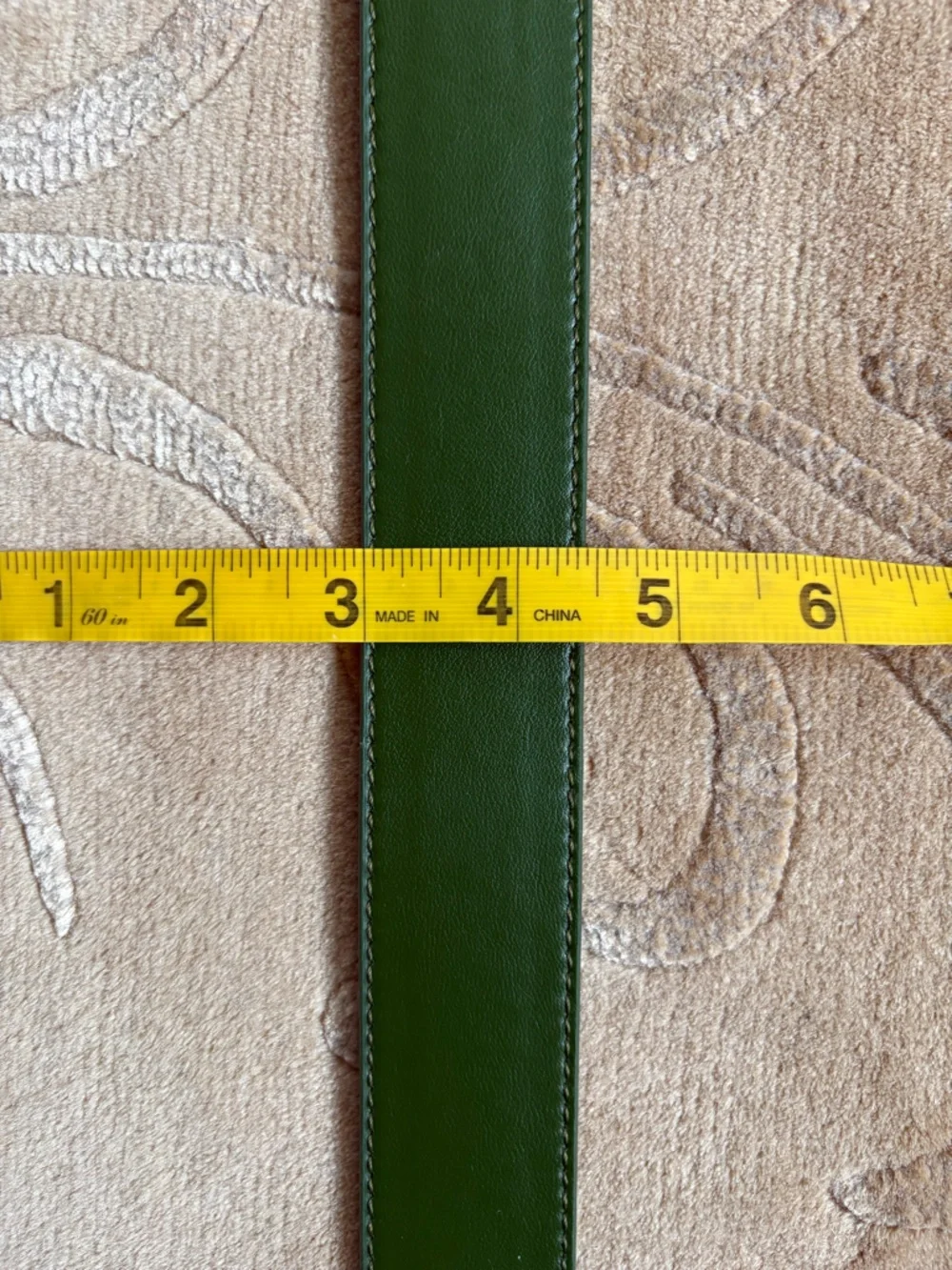 EUC, Green Vegan Cactus Leather Belt, 1 1/2” x 40”